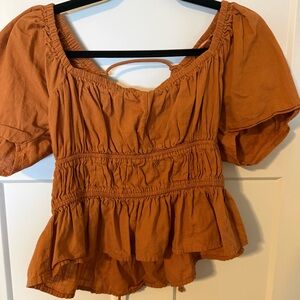 Free people Women's Rust Peplum Top